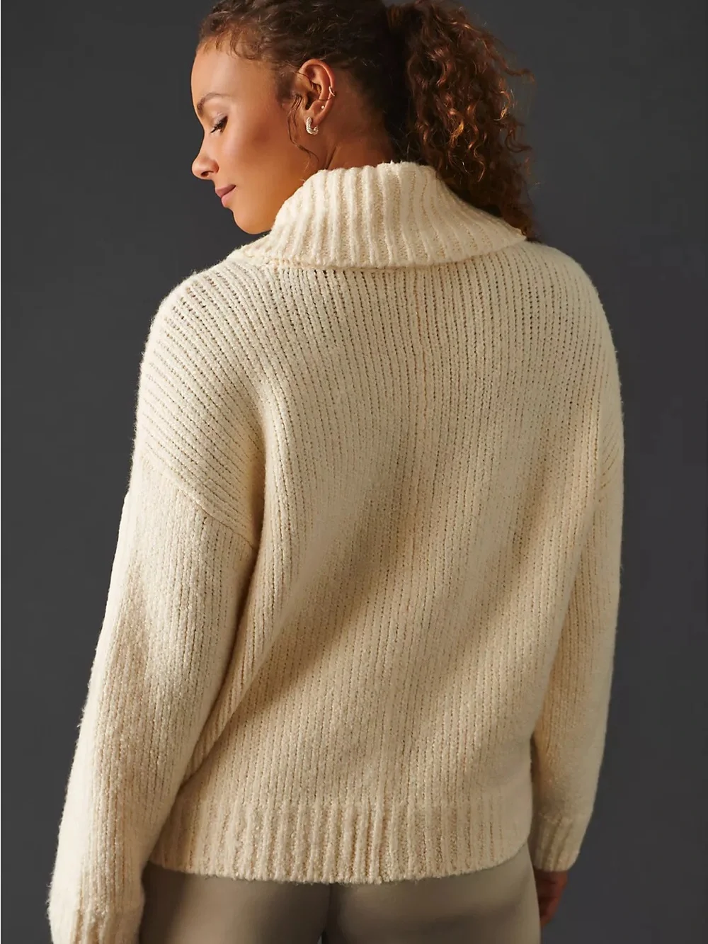Anthropologie Pilcro Turtleneck Sweater Ivory Cream 2X Cozy Oversized Relaxed